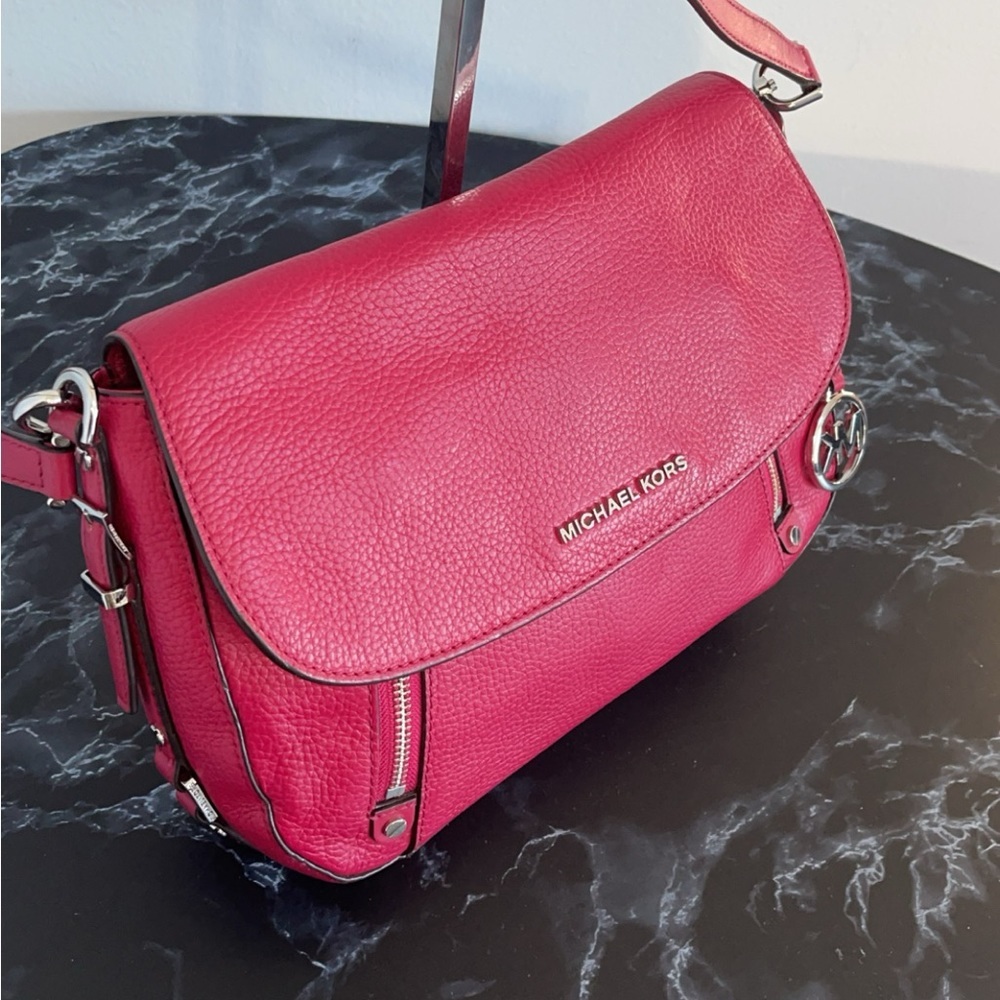 MICHAEL KORS Handbag Bedford Legacy Leather Flap Crossbody Bag Red AUTHENTIC - Picture 8 of 15